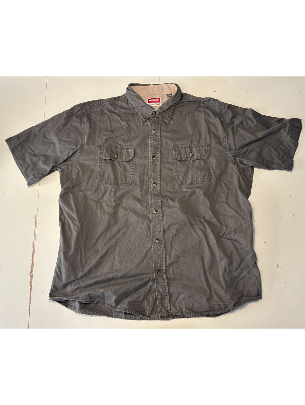 Wrangler Mens Premium Quality Brown Short Sleeve Button Up Shirt Size XL